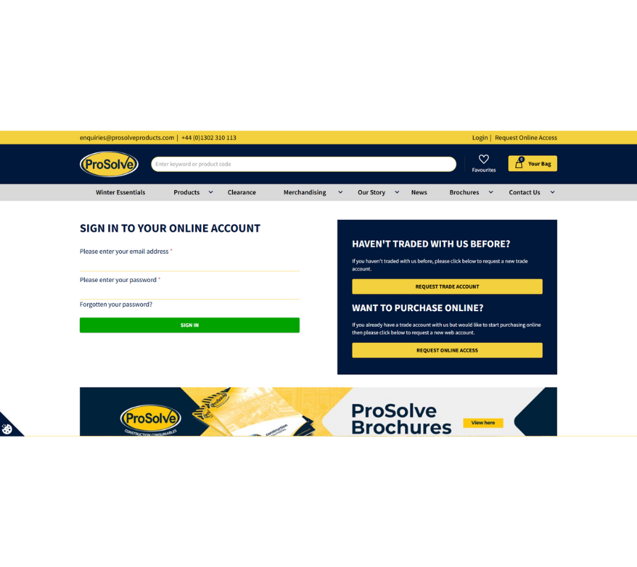 ProSolve Basket & Login Page